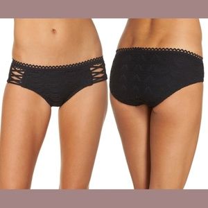 NEW‎ Becca Lace-Up Hipster Bikini Bottoms in Black [SZ Medium ]